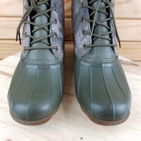 Sperry Top-Sider Men\'s 10.5 Saltwater Camo Duck Boots Lace-up Green STS23702 NEW main image 8